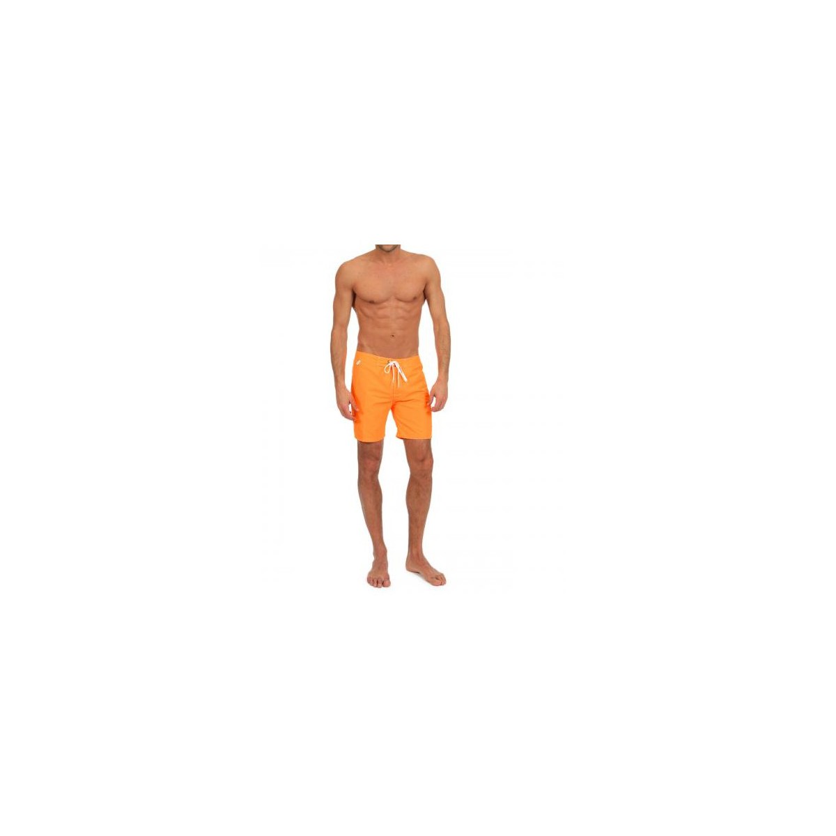 Short De Bain Homme SUN PROJECT - Orange Fluo, 100% Polyester, Cordon De Serrage, Poches Latérales, Taille élastique