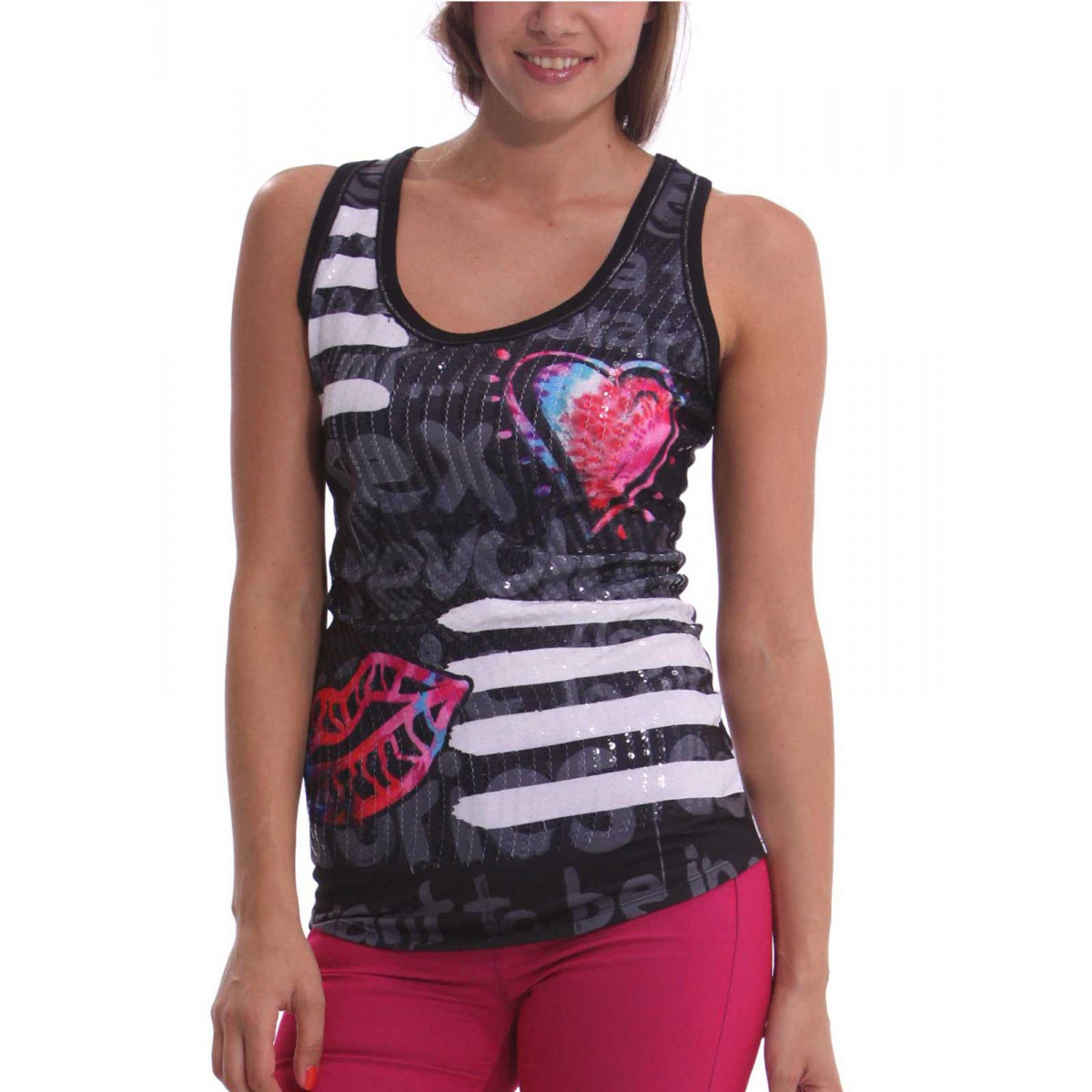 Débardeur Desigual Femme Taille L Bleu - Occasion Très Bon état - Top Décontracté Coloré