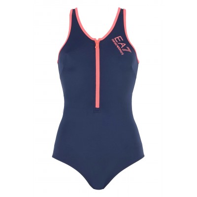 Emporio Armani EA7 maillot de bain 1 pièce bleu marine avec zip